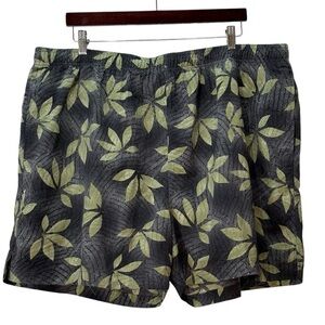Tommy Bahama Leaf Print gray/green Men's Swim Shorts size XXL
